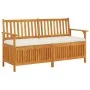 Solid acacia wood storage bench with cushion, 148 cm by vidaXL, garden benches - Ref: Foro24-316737, Price: 260,50 €, Discoun...