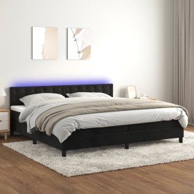 Cama box spring colchón y LED terciopelo negro 200x200 cm en Camas y somieres | Comprar online en Foro24