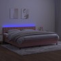 Cama box spring colchón y LED terciopelo rosa 200x200 cm