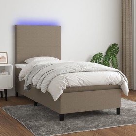 Cama box spring colchón y luces LED gris taupe 80x200 cm Cama box spring colchón y luces LED gris taupe 80x200 cm