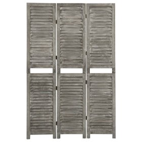 Biombo de 3 paneles de madera maciza gris 106,5x166 cm de vidaXL, Divisores de ambientes - Ref: Foro24-338574, Precio: 88,87 ...