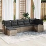 Conjunto de sofá de jardín con cojín 7 pcs Gris Poliratán