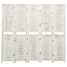 5 panel solid wood screen aged white 178.5x166cm by vidaXL, Room dividers - Ref: Foro24-338572, Price: 120,25 €, Discount: %