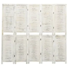 Paravent aus Massivholz mit 5 Paneelen in gealtertem Weiß, 178,5 x 166 cm von vidaXL, Raumteiler - Ref: Foro24-338572, Preis:...