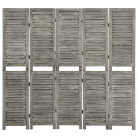 Biombo de 5 paneles de madera maciza gris 179x166 cm