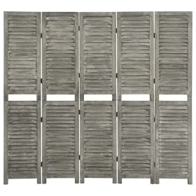 Biombo de 5 paneles de madera maciza gris 179x166 cm de vidaXL, Divisores de ambientes - Ref: Foro24-338576, Precio: 101,33 €...