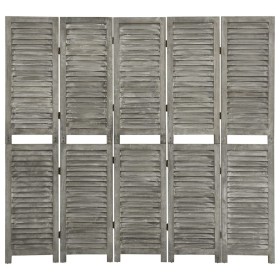 Gray solid wood 5-panel screen 179x166 cm by vidaXL, Room dividers - Ref: Foro24-338576, Price: 102,22 €, Discount: %