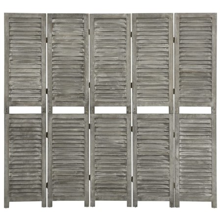 Biombo de 5 paneles de madera maciza gris 179x166 cm de vidaXL, Divisores de ambientes - Ref: Foro24-338576, Precio: 102,17 €...