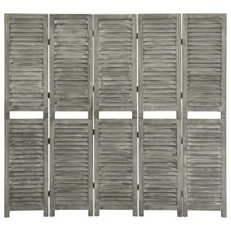 Biombo de 5 paneles de madera maciza gris 179x166 cm de vidaXL, Divisores de ambientes - Ref: Foro24-338576, Precio: 101,33 €...