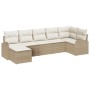 Conjunto de sofá de jardín con cojín 7 pcs Beige Poliratán