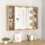Mueble con espejo y luces LED roble Sonoma 76x15x55 cm de vidaXL, Tocadores de baño - Ref: Foro24-808858, Precio: 69,18 €, De...