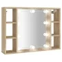 Mueble con espejo y luces LED roble Sonoma 76x15x55 cm de vidaXL, Tocadores de baño - Ref: Foro24-808858, Precio: 69,18 €, De...