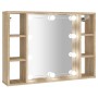 Sonoma-Eichenmöbel mit Spiegel und LED-Leuchten 76x15x55 cm von vidaXL, Badezimmerwaschtische - Ref: Foro24-808858, Preis: 70...