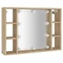 Mueble con espejo y luces LED roble Sonoma 76x15x55 cm de vidaXL, Tocadores de baño - Ref: Foro24-808858, Precio: 69,18 €, De...