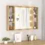Mueble con espejo y luces LED roble Sonoma 76x15x55 cm de vidaXL, Tocadores de baño - Ref: Foro24-808858, Precio: 69,18 €, De...