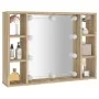Mueble con espejo y luces LED roble Sonoma 76x15x55 cm de vidaXL, Tocadores de baño - Ref: Foro24-808858, Precio: 69,18 €, De...