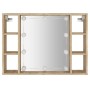 Sonoma-Eichenmöbel mit Spiegel und LED-Leuchten 76x15x55 cm von vidaXL, Badezimmerwaschtische - Ref: Foro24-808858, Preis: 70...