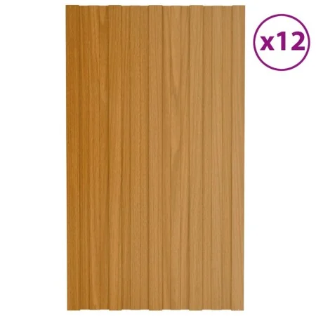 Panel de tejado acero galvanizado color madera 12 uds 80x45 cm de vidaXL, Techo - Ref: Foro24-317207, Precio: 62,99 €, Descue...