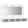Mueble con espejo y luces LED blanco brillante 90x31,5x62 cm de vidaXL, Tocadores de baño - Ref: Foro24-808897, Precio: 70,66...