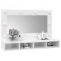 Mueble con espejo y luces LED blanco brillante 90x31,5x62 cm de vidaXL, Tocadores de baño - Ref: Foro24-808897, Precio: 70,66...