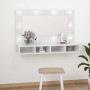 Mueble con espejo y luces LED blanco brillante 90x31,5x62 cm de vidaXL, Tocadores de baño - Ref: Foro24-808897, Precio: 70,66...
