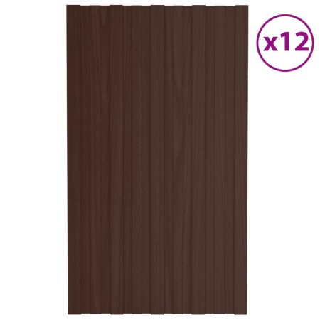 Panel para tejado acero galvanizado marrón 12 unidades 80x45 cm de vidaXL, Techo - Ref: Foro24-317205, Precio: 63,59 €, Descu...