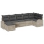 Conjunto de sofá de jardín con cojín 7 pcs Gris claro Poliratán