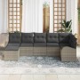 Conjunto de sofá de jardín con cojín 7 pcs Gris claro Poliratán