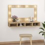 Möbel mit Spiegel und LED-Lichtern in Eiche Sonoma Farbe, 90x31,5x62 cm. von vidaXL, Badezimmerwaschtische - Ref: Foro24-8088...