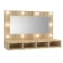 Mueble con espejo y luces LED color roble Sonoma 90x31,5x62 cm by vidaXL, bathroom vanities - Ref: Foro24-808894, Price: 60,0...
