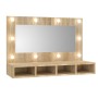 Möbel mit Spiegel und LED-Lichtern in Eiche Sonoma Farbe, 90x31,5x62 cm. von vidaXL, Badezimmerwaschtische - Ref: Foro24-8088...
