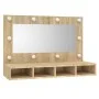Mueble con espejo y luces LED color roble Sonoma 90x31,5x62 cm by vidaXL, bathroom vanities - Ref: Foro24-808894, Price: 60,0...