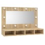 Möbel mit Spiegel und LED-Lichtern in Eiche Sonoma Farbe, 90x31,5x62 cm. von vidaXL, Badezimmerwaschtische - Ref: Foro24-8088...
