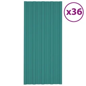 Panel para tejado acero galvanizado verde 36 unidades 100x45 cm de vidaXL, Techo - Ref: Foro24-317212, Precio: 155,03 €, Desc...