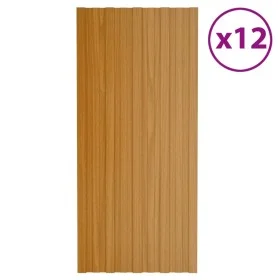 Holzfarbenes Dachpaneel aus verzinktem Stahl, 12 Einheiten, 100 x 45 cm von vidaXL, Decke - Ref: Foro24-317219, Preis: 76,05 ...
