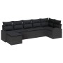 Conjunto de sofá de jardín con cojín 7 pcs Negro Poliratán