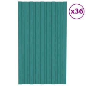 Green galvanized steel roof panel 36 units 80x45 cm by vidaXL, Ceiling - Ref: Foro24-317200, Price: 119,25 €, Discount: %