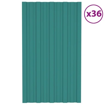 Panel para tejado acero galvanizado verde 36 unidades 80x45 cm de vidaXL, Techo - Ref: Foro24-317200, Precio: 117,08 €, Descu...