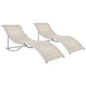 Folding sun loungers 2 units cream textilene by vidaXL, Loungers - Ref: Foro24-47785, Price: 251,05 €, Discount: %