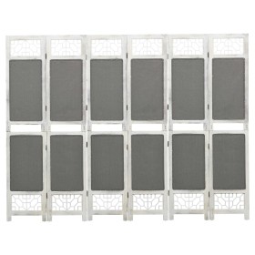 Biombo divisor de 6 paneles de tela gris 210x165 cm