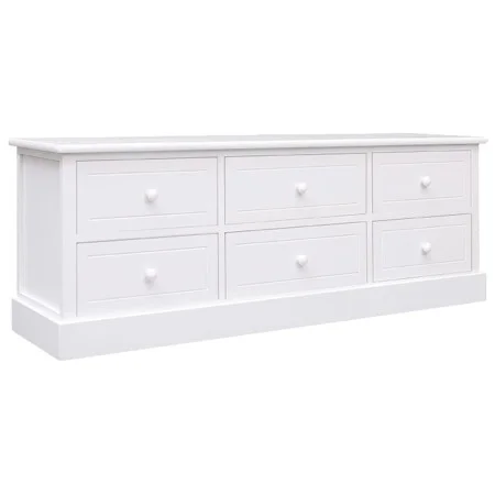 Mueble para TV madera maciza de paulownia blanco 108x30x40 cm de vidaXL, Muebles TV - Ref: Foro24-338527, Precio: 166,83 €, D...