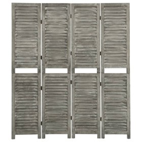 Biombo de 4 paneles de madera maciza gris 143x166 cm de vidaXL, Divisores de ambientes - Ref: Foro24-338575, Precio: 98,80 €,...