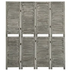 Gray solid wood 4-panel screen 143x166 cm by vidaXL, Room dividers - Ref: Foro24-338575, Price: 97,74 €, Discount: %