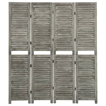 Biombo de 4 paneles de madera maciza gris 143x166 cm de vidaXL, Divisores de ambientes - Ref: Foro24-338575, Precio: 98,74 €,...