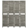 Biombo de 4 paneles de madera maciza gris 143x166 cm de vidaXL, Divisores de ambientes - Ref: Foro24-338575, Precio: 98,74 €,...