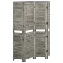 Biombo de 4 paneles de madera maciza gris 143x166 cm de vidaXL, Divisores de ambientes - Ref: Foro24-338575, Precio: 97,74 €,...