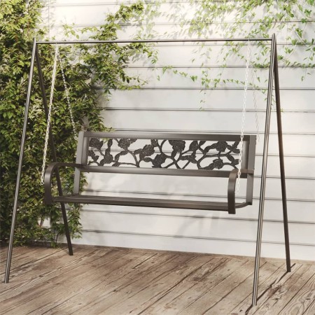 Garten-Schaukelbank 125 cm aus Stahl und schwarzem Kunststoff von vidaXL, Gartenbänke - Ref: Foro24-317145, Preis: 114,03 €, ...