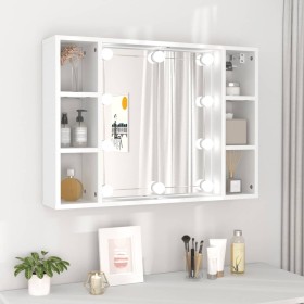 Mueble con espejo y luces LED blanco 76x15x55 cm
