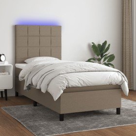Cama box spring colchón y luces LED gris taupe 80x200 cm Cama box spring colchón y luces LED gris taupe 80x200 cm