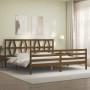 Estructura cama y cabecero madera maciza marrón miel 200x200 cm de vidaXL, Camas y somieres - Ref: Foro24-3194399, Precio: 17...
